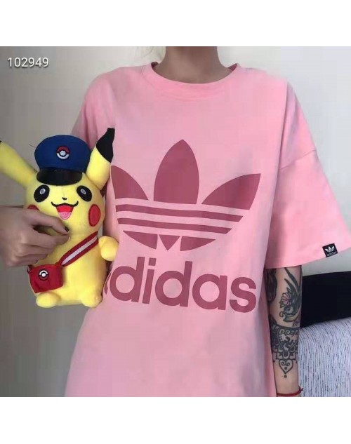 アディダス Tシャツ半袖 ピンク オシャレ人気 スポーツ風adidasティシャツ