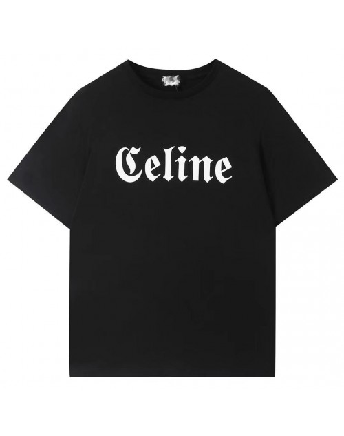 Celine セリーヌ  tシャツ半袖 コットン製 黒白色 ソフト ウェアトップカジュアルファッション男女兼用