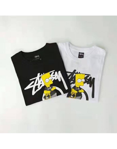 ステューシー Ｔシャツ コットン製 個性潮流シンプソン付き カップル向け