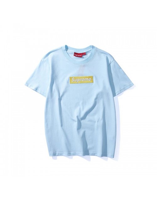 シュプリーム Tシャツ混色ボックスロゴ おしゃれコットン製 ソフトカジュアルファッション