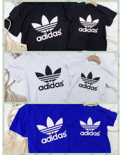 アディダス 親子服 スポーツ風 adidas tシャツ 半袖 コットン製 ソフト