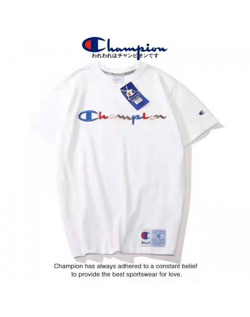 チャンピオン tシャツ半袖 個性人気champion ティシャツ短袖ペアお揃い刺繍ロゴ