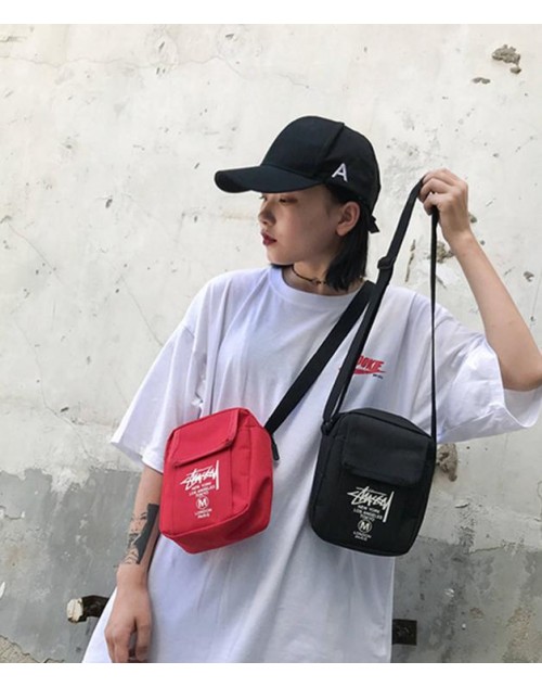 stussy 斜め掛けバッグ 潮流個性 落書きロゴ 