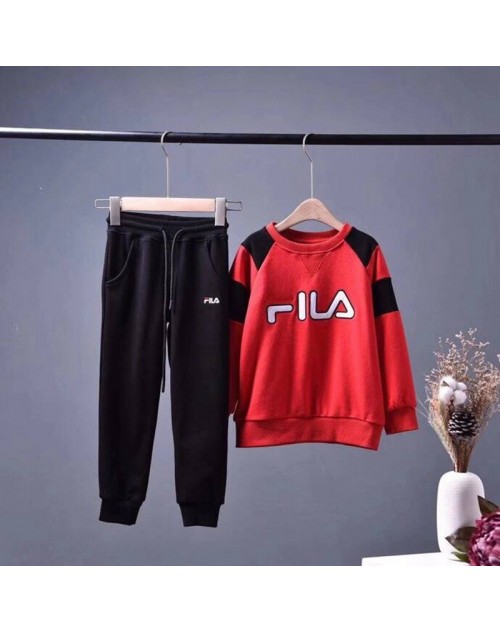 FILA　子供パーカーズボンセット カジュアル潮流人気 混色 キッズ　長袖スウェット 