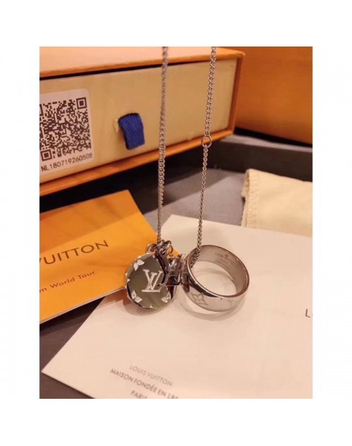 ルイヴィトン ネックレス チタン鋼 精緻彫刻 指輪ペンダントファッション人気