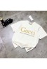 グッチ Ｔシャツ半袖 カジュアルコットン製 丸首ソフト キラキラブロンズlogo付き ファッションお洒落 カップルペアお揃い男女兼用