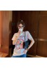 シャンル tシャツ半袖 オシャレlogoプリント カラフルボタン付き カジュアル コットン製 女性向け