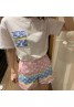 ルイヴィドン tシャツ半袖+半ズボンセット オシャレカラフルモノグラム カジュアル 韓国風 人気潮流 女性向け