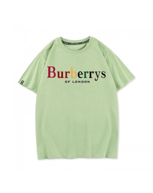 バーバリー tシャツ半袖 コットン製 カラフルlogo付き キャンディーカラー カジュアル ティシャツトップス 男女兼用