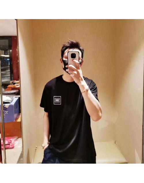 バーバリー Tシャツ半袖 子供と大人向け お洒落個性logo付き コットン製 カジュアル トップス 白黒選べ ファッション潮流 カップル向け 親子服