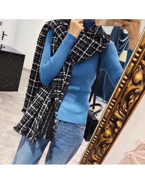シャネル マフラー お洒落モノグラム 柔らかい ソフト 暖かい ショール 冬適用 女性向け