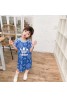 アディダス ｔシャツ 子供服 上下セット 秋 丸首コットン製 トップス プリント かわいい ブルー