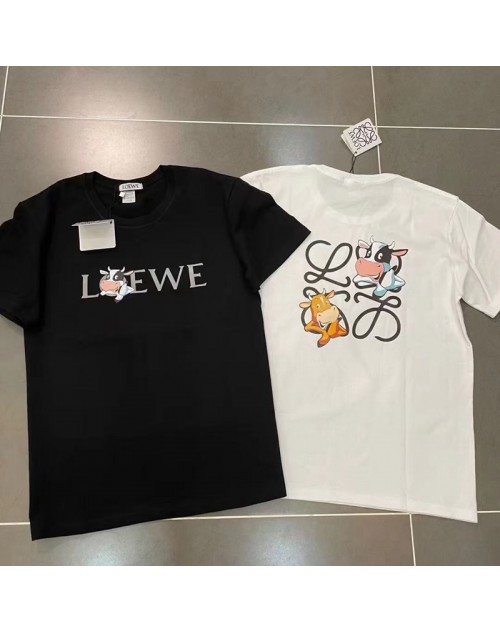 ロエベ Tシャツ プリント レディース 半袖ブランド 綿 ファッション トップス オシャレ 若者愛用 メンズ シンプル