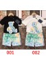 ルイヴィトン ｔシャツ 子供服 上下セット 半袖 コットン 丸首 トップス 綿 夏 ジェンダーレス カジュアル 熊 混色
