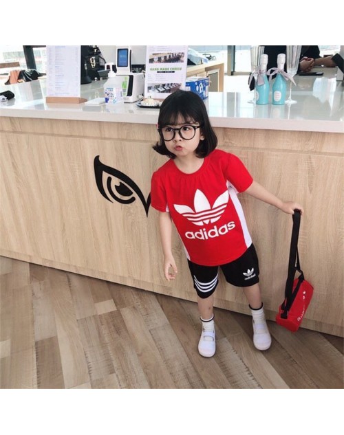 アディダス 子供服 Tシャツ 上下セット かわいい 高品質 肌に優しい キッズ 普段着 通学