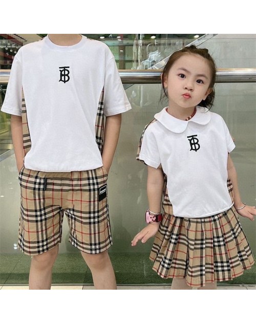 バーバリー 子供服 Ｔシャツ スカート 半パンツ キッズ服 2点セット 90 - 160 cm