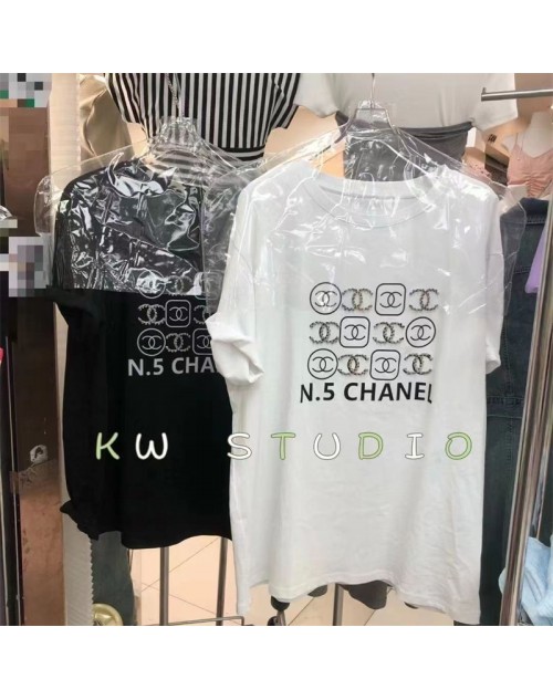 シャネル ｔシャツ 丸首 カジュアル 小香風 女性 ファション