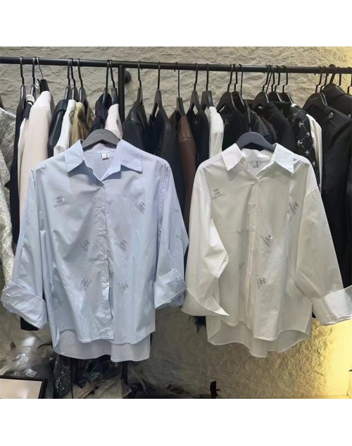 シャネル シャツ モノグラム ハンサム 上着 ファション 長袖 人気 2色 S:45 - 55KG M:55 - 68KG 品番：X-LI-CHA-56636 ラインでご注文の際、品番を教えてください