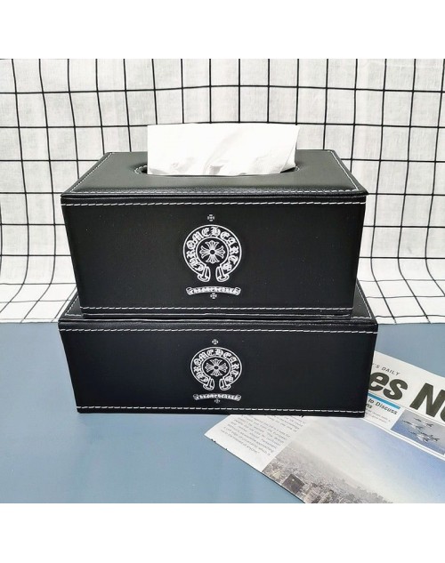 クロムハーツ ティッシュケース ボックス カー用品 革製 高級感 黒 モノグラム