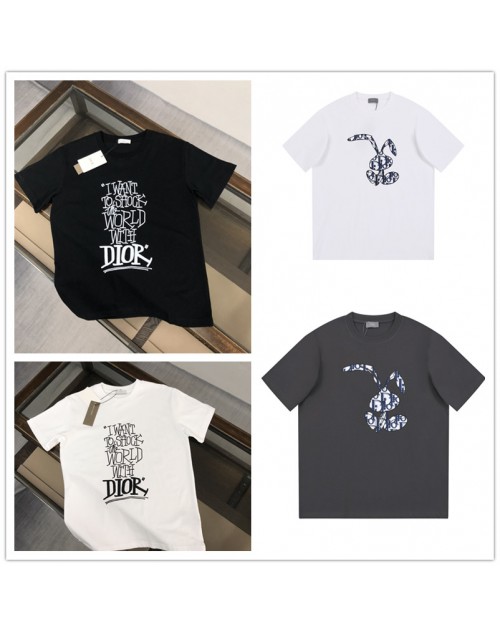 ディオール ｔシャツ 白黒 丸首 ファション お洒落