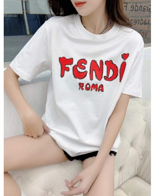 フェンディ  Tシャツ カジュアル ins風 ティシャツ 男女兼用 