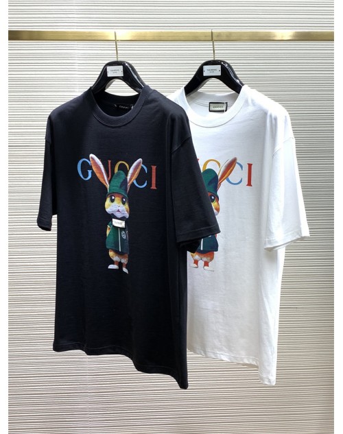 グッチ Ｔシャツ 黒白 丸首 カジュアル お洒落 人気