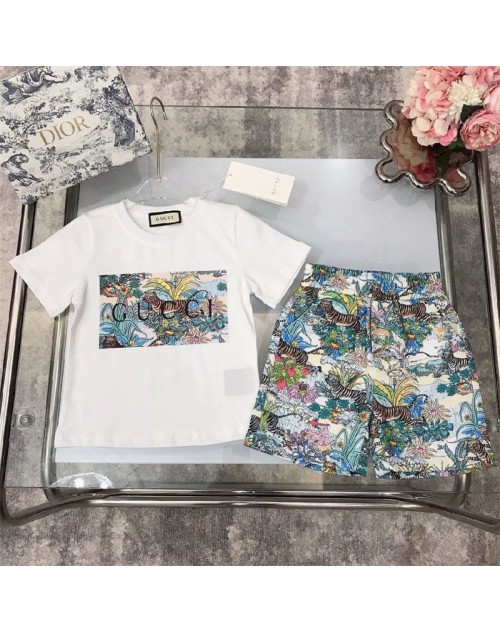 グッチ 子供服 tシャツ 半パンツ セット 2色 90 - 160cm 品番：X-LI-GG-56639ラインでご注文の際、品番を教えてください