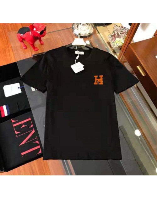 エルメス Tシャツ 丸首 春夏 半袖 コットン製 メンズ