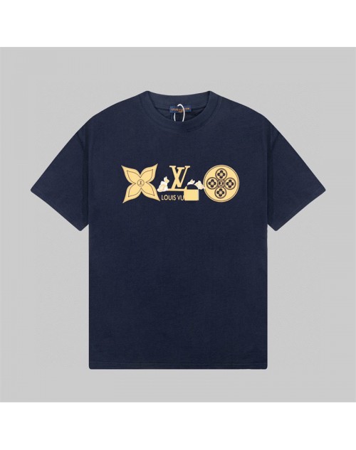 ルイヴィトン ｔシャツ 黒 短袖 シンプル 丸首 2023新品 お洒落