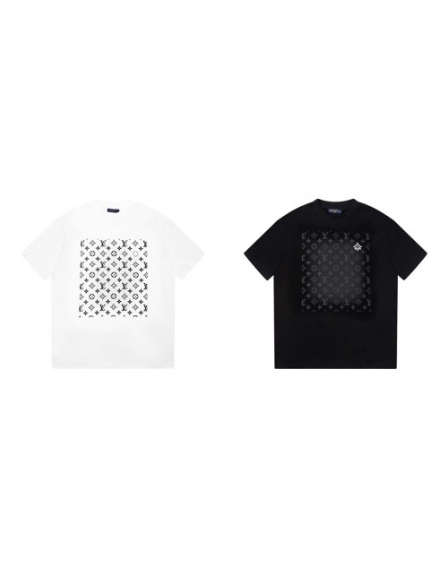 ルイヴィトン ｔシャツ シンプル 黒白 高品質 潮流 オシャレ ファション 男女兼用