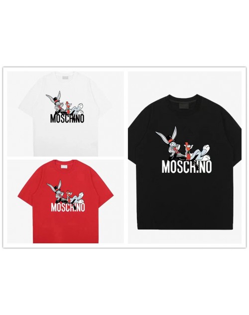 モスキーノ ｔシャツ 黒赤 シンプル 兎柄 短袖 オシャレ 男女通用